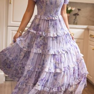 Winnie Dress in Lavender Aquarelle Fleur