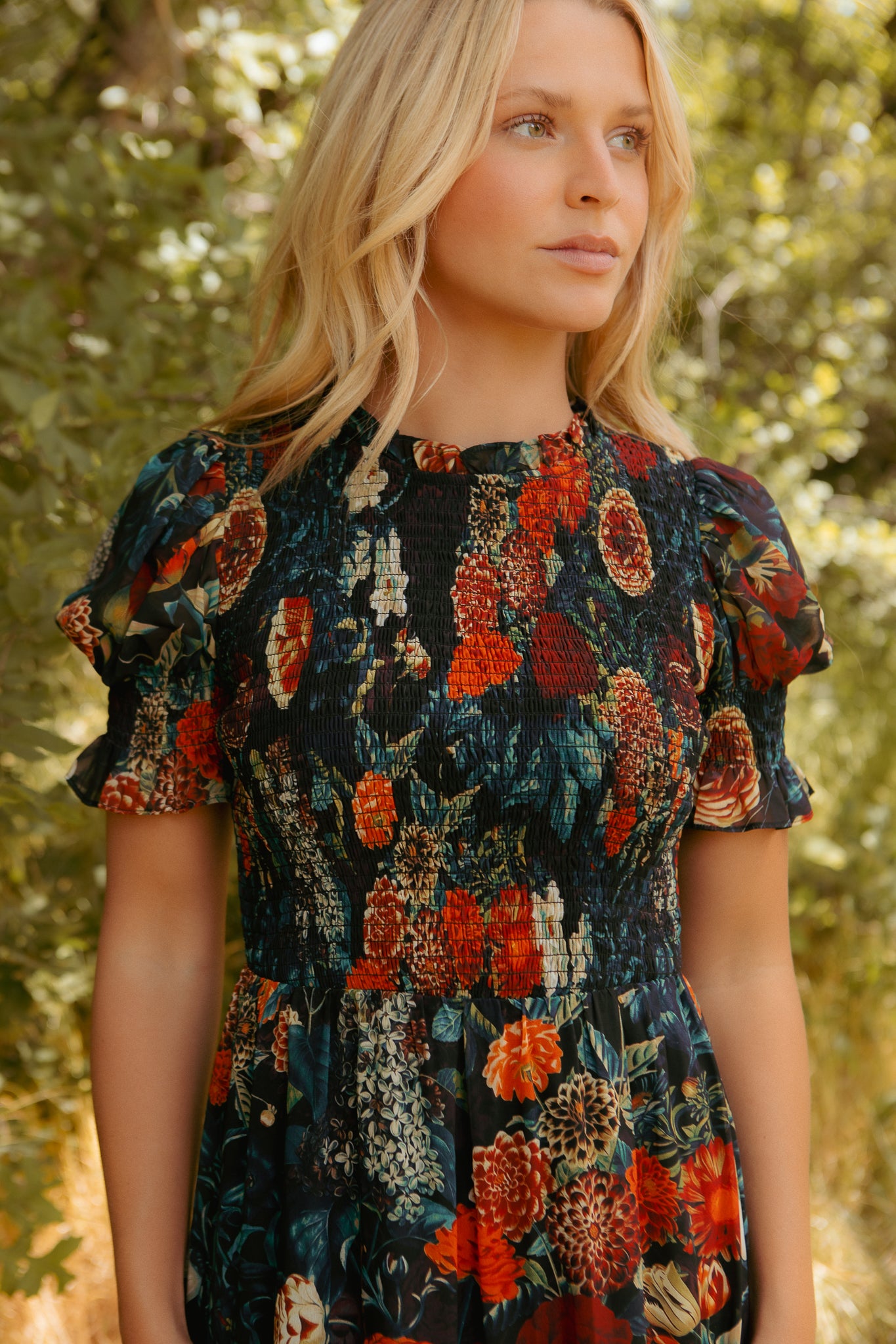 Cordelia Dress in Moody Floral - Image 2
