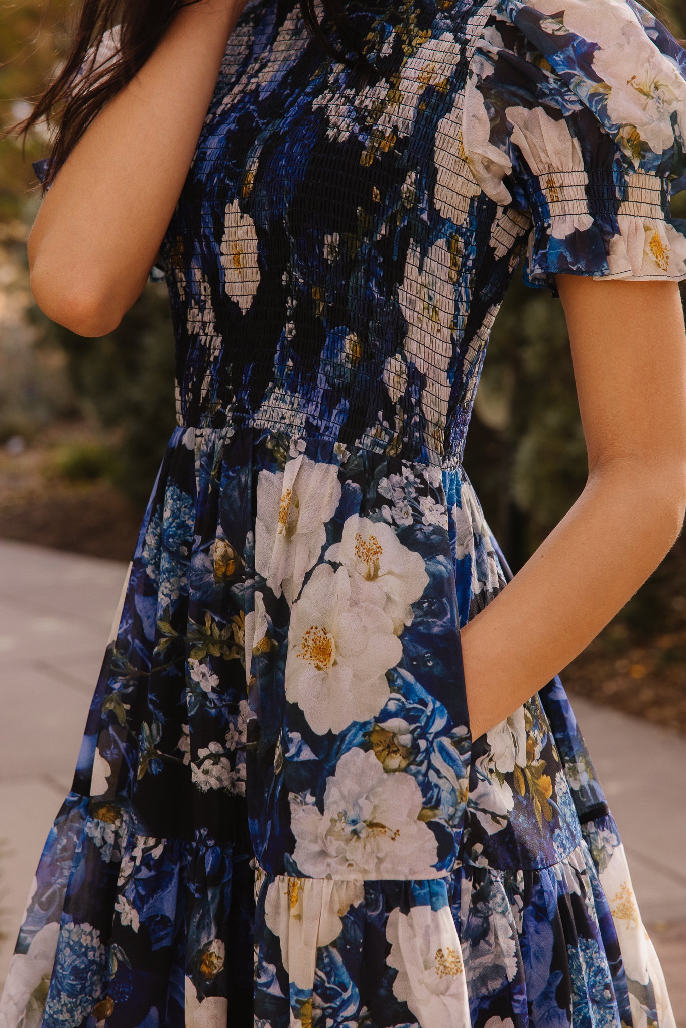 Cordelia Dress in Winter Rose Garden - Image 4