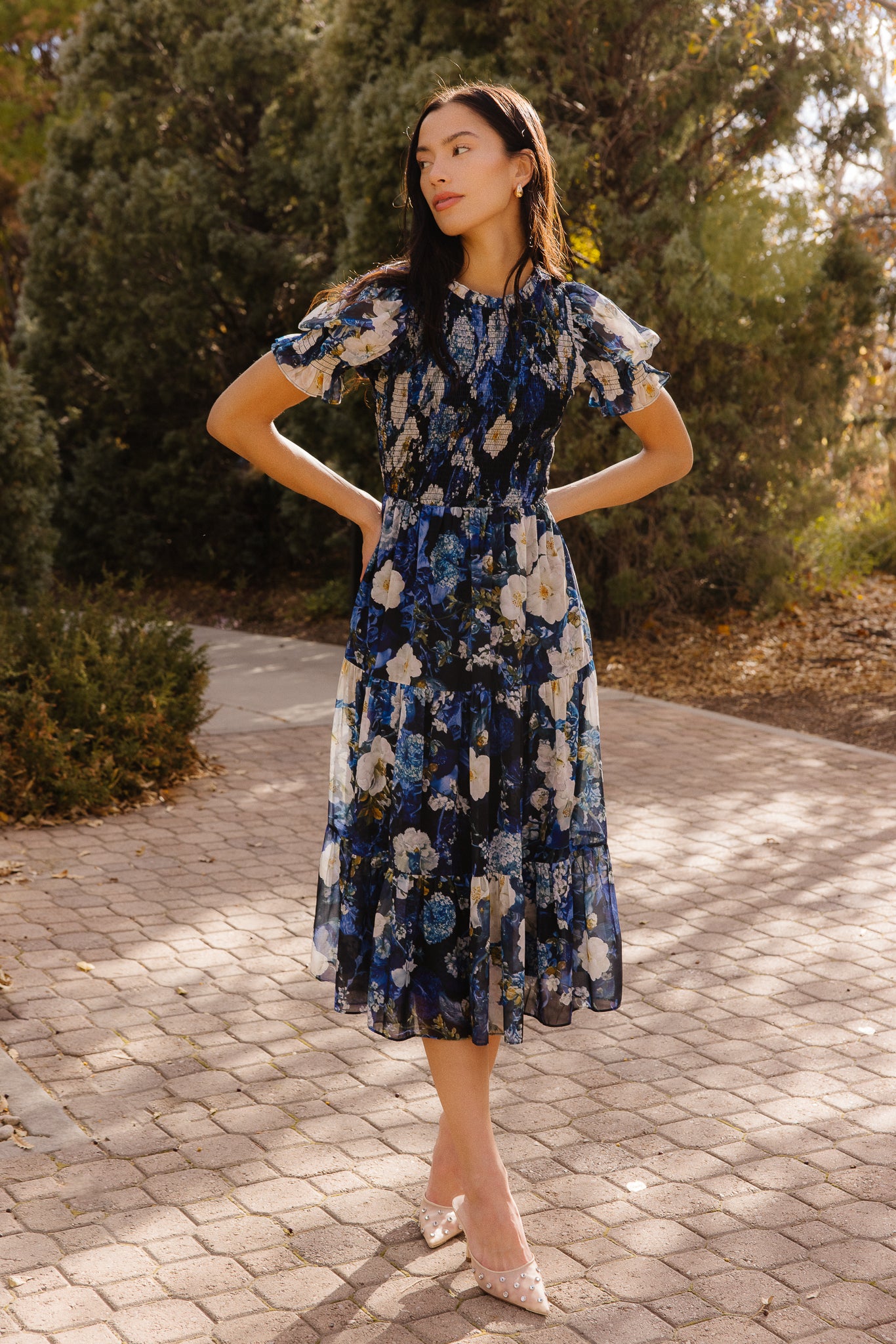 Cordelia Dress in Winter Rose Garden - Image 6