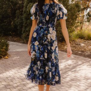 Cordelia Dress in Winter Rose Garden