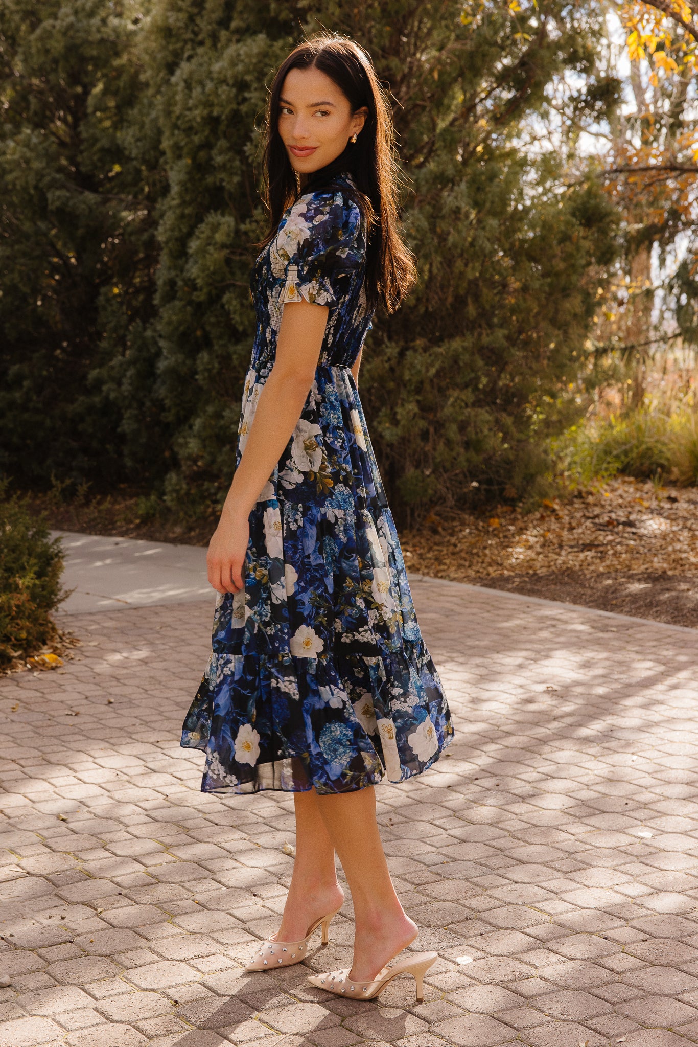 Cordelia Dress in Winter Rose Garden - Image 3