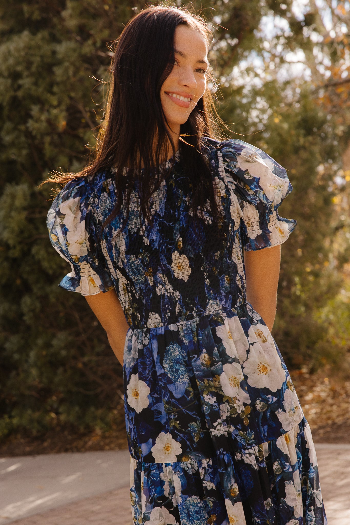 Cordelia Dress in Winter Rose Garden - Image 2