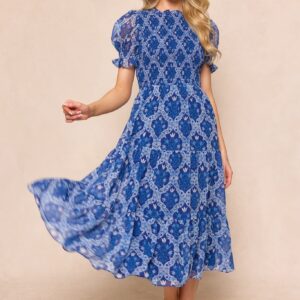Cordelia Dress in Trellis Foulard