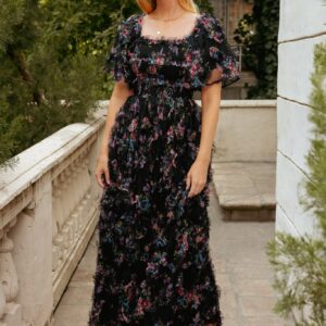 Florentina Dress in Obsidian Garden