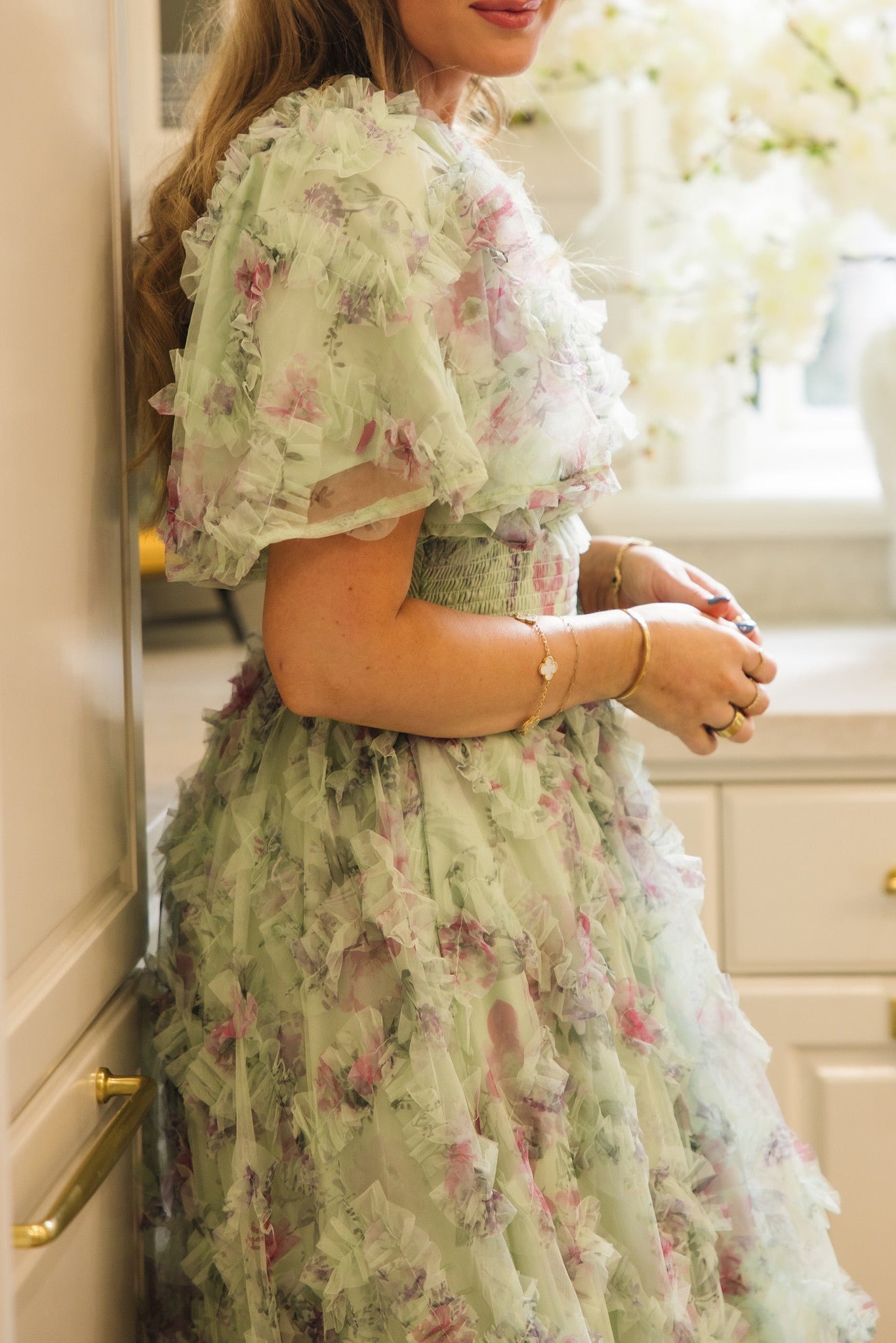 Florentina Dress in Pistachio Aquarelle Fleur - Image 6