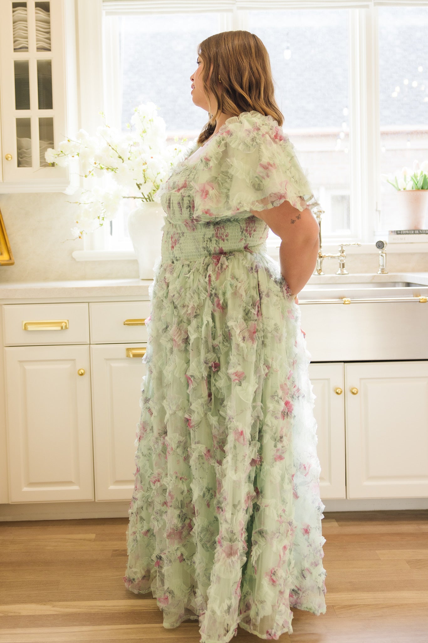 Florentina Dress in Pistachio Aquarelle Fleur - Image 12