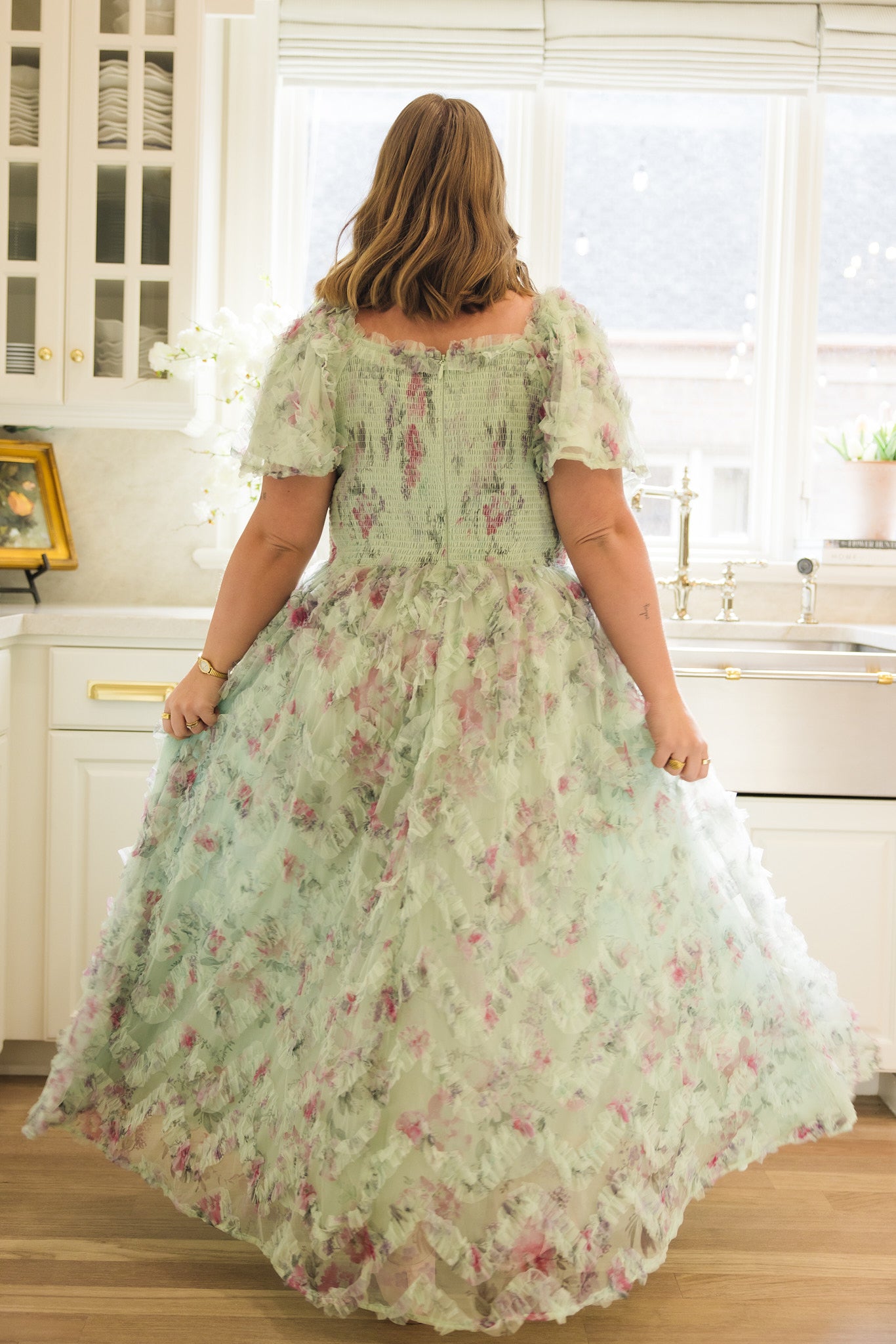 Florentina Dress in Pistachio Aquarelle Fleur - Image 15