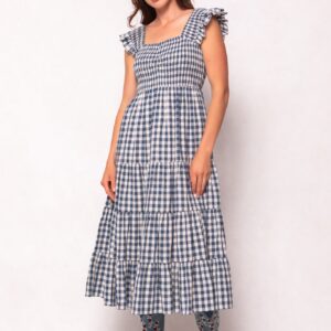 Hailey Dress in Indigo Gingham
