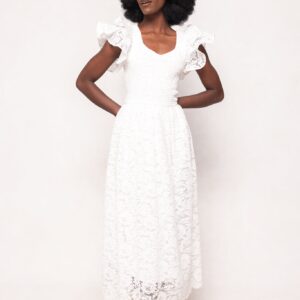 Hattie Dress in White Lace