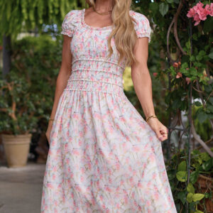Kyla Dress in Watercolor Orchids
