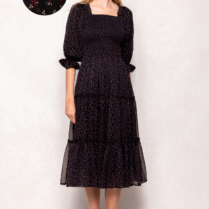 Madeline Dress in Black Ditsy Floral