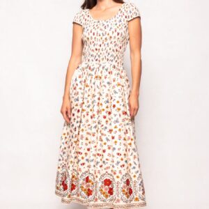 Marlow Cap Sleeve Dress in Cream Ditsy Floral