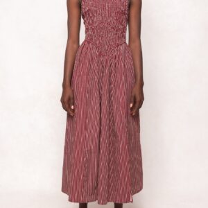 Maxwell Dress in Burgundy Pinstripe